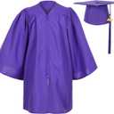 Matte Kindergarten Preschool Graduation Gown and Cap Set with Year Tassel for Kids (Purple)