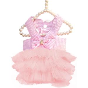 Dog Dresses, Fashion Pet Dog Clothes, Striped Mesh Puppy Dogs Princess Dresses (Pink, XX-Large)