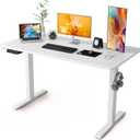 Whole Piece Electric Standing Desk- Height Adjustable Stand up Desk, Sit to Stand Desk with Wheels for Home Office & Computer Workstation (48 Inch, White)