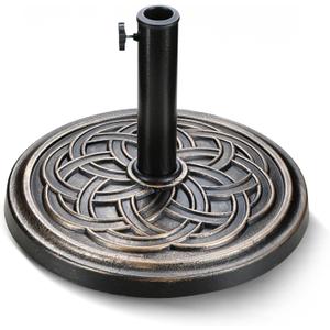HealSmart 24Lbs Heavy Duty Umbrella Base Outdoor Round Patio Umbrella Stand for Lawn, Deck, Poolside, Bronze