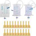 Condom Catheters for Elderly kit, 20 pcs Soft Latex, 1 pc 500 ml Leg Bag, 1 pc 1000 ml Urine Bags for Men, 1 pc Extra Large Catheter 2000 ml Urine Bag - External Catheter for Men (M - 30mm)