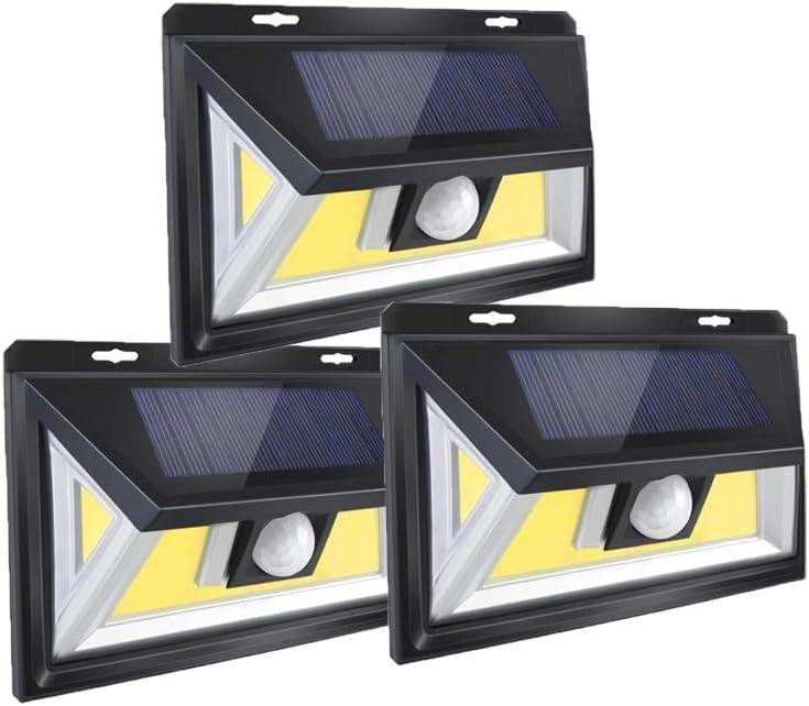 Upgrade 3-Pack Solar Motion Sensor Lights With Magnet, Ultra Bright Outdoor, 270 Wide Angle Waterproof Safety, for Courtyards, Garages, Decks (3 Black)