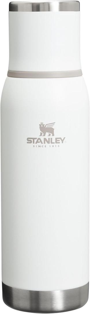 Stanley Adventure-To-Go Vacuum Bottle 25 oz | Wide Mouth with Leakproof Cup Lid | Keep Drinks Hot or Cold | Packable for Travel | Insulated Stainless Steel Thermal Bottle | BPA-Free | Frost White