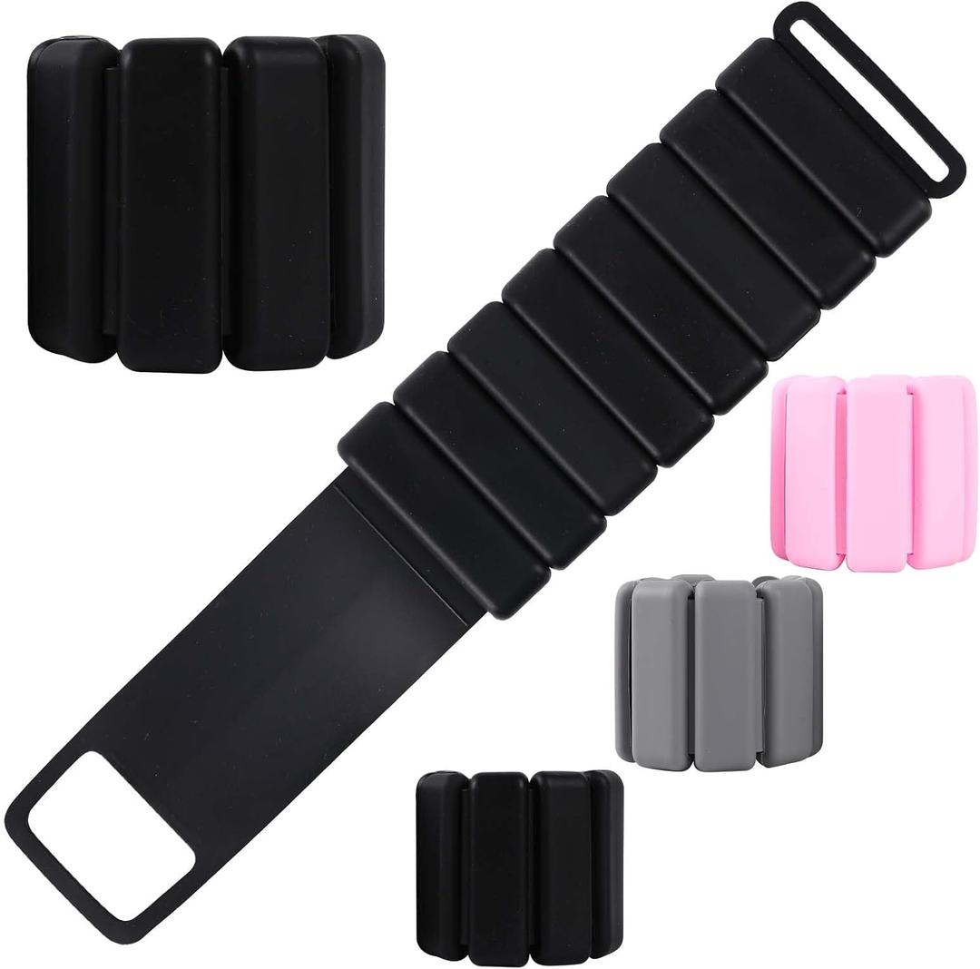 2 LB Adjustable Women's Wrist, Ankle Weights - Silicone 2-Piece Set, Waterproof, Comfortable and Breathable, Great for Yoga, Running, Swimming, Pilates - Great for Workouts (black)
