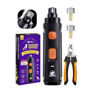 LOPSIC Dog Nail Grinder with LED Light, 2-Speed Rechargeable Dog Nail Trimmers and Clipper Kit Super Quiet Pet Dog Nail Clipper with 2 Grinding Wheels for Small Large Cats Dogs Toenail Grooming