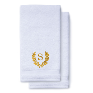 Monogrammed Hand Towels for Bathroom Kitchen Makeup | Personalized Gift for Wedding-Bridal | Roman Font Custom Luxury Turkish Towel | Spa Collection, Oversized, 16 X 30 Inch, Set of 2
