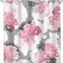 SVBright Pink Gray Flower Shower Curtain, Peony Floral Spring Watercolor Shower Curtain Woman Rose Nature Abstract Modern 60Wx72L Inch 12 Pack Hooks Polyester Waterproof Fabric Bathroom Panels