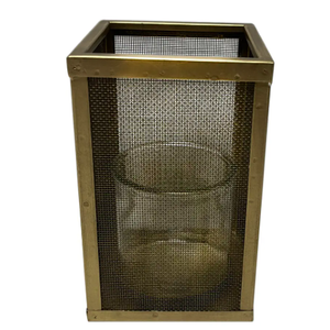 HD Designs Metal Candle Holder with Glass, 8 in