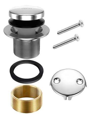 Bathtub Drain Tip-Toe Trim Set with Two-Hole Overflow Faceplate, Replacement Bath Tub Drains Conversion Kit Assembly with Universal Fine/Coarse Thread fits All Bathtub (Chrome)