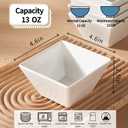 Porcelain Small Serving Bowls Set of 6, 13 Oz Square Cereal Bowls, 4.6" White Ceramic Dessert Bowls for Salad, Dip, Soup, Snack, Fruits, Small Portions, Dishwasher & Microwave Safe, 4.6 x 2.5 inches
