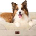 EHEYCIGA Orthopedic Dog Bed for Large Sized Dog, 41x27x7.5 Inch Large Memory Foam Dog Couch Bed with Sides, Waterproof Liner & Washable Removable Cover, Bolster Pet Sofa, Beige