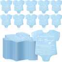Colarr 100 Pcs Small Baby Shower Napkins Bodysuit Shape Gender Reveal Decorations Party Napkins a Message from the Bump Cocktail Disposable Paper for Baby Shower Thank You Gift(Blue)
