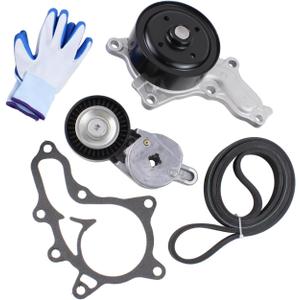 MOTOKU Engine Water Pump and Serpentine Belt Drive Kit with Tensioner for Toyota Camry Highlander RAV4 Sienna Venza for Scion tC