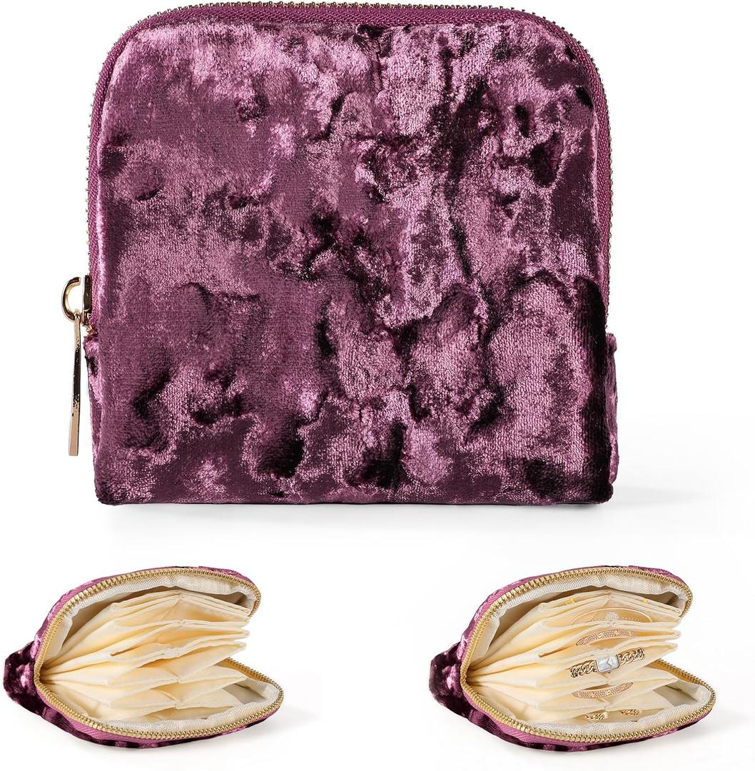SEIUACN Travel Jewelry Case,Anti-Scratch&Portable Travel Organizer Pouch for Rings Bracelets Necklace Earrings,Small Jewelry Bag (Purple)