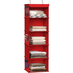 Simple Houseware 5 Shelf Hanging Closet Organizer, Red