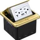 WEBANG Pop Up Floor Outlet Box with 20 Amp Tamper-Resistant Type A & Type C USB 5V/5.0A Recepatacle Outlet, Corrosive Resistant Hardware, ETL Listed, Gold