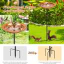 Metal Bird Bath Outdoor, Hand-Hammered Birdbath Bowl with Stake, Standing Birdbaths for Garden Yard, 5-Prong