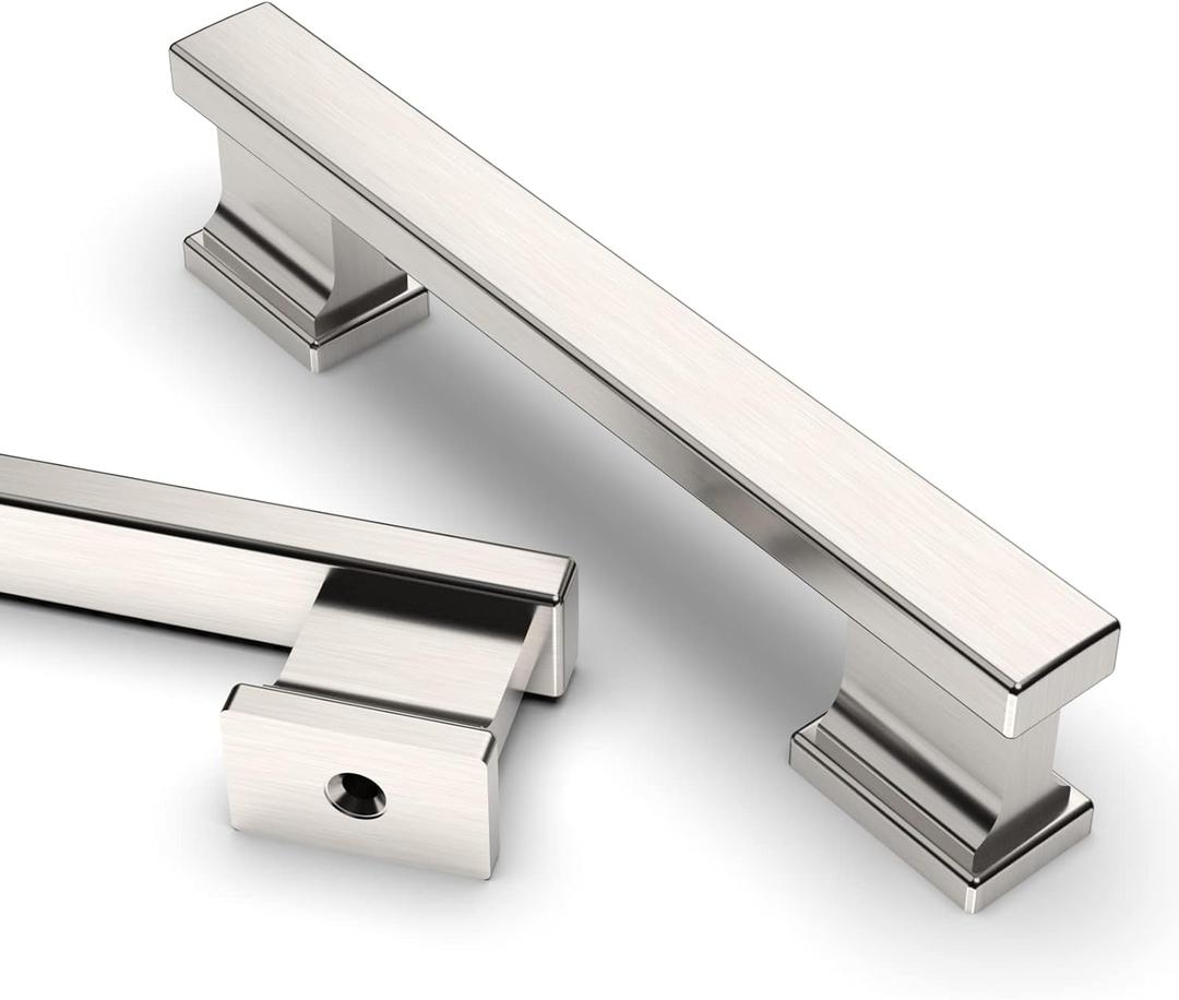 Asidrama 6 Pack 3.75 Inch(96mm) Brushed Satin Nickel Kitchen Cabinet Handles, Cabinet Pulls Kitchen Cabinet Hardware for Cupboard Drawer Pulls