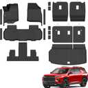Floor Mats &Trunk Mat for 2024 2025 2026 Chevy/Chevrolet Traverse 7 Seats with 2nd & 3rd Row Backrest Mat All Weather TPE Rubber Cargo Liner Door Sill Guards for Chevy Traverse 2026 Accessories
