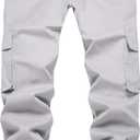 Mens Casual Cargo Joggers Pants Elastic Waist Slim Fit Stretch Chino Work Pants Twill Track Sweatpants Trousers (Gray)