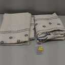 jinchan Winslow Linen Curtains for Bedroom 72 Inches Length Embroidered Bordered Floral Curtains for Living Room Farmhouse Decor Light Filtering Window Treatments Blue on Beige Drapes 2 Panels