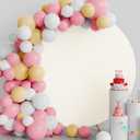 Putros 6.6FT Round Backdrop Cover Ivory Circle Balloon Arch Backdrop Cover for Wedding Birthday Party Decoration