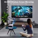 Smart Mini Projector with Wifi & Bluetooth, 220 ANSI 1080P HD, 360 Rotatable Stand, 10000+ Built-in Apps, Portable Home Movie Projector