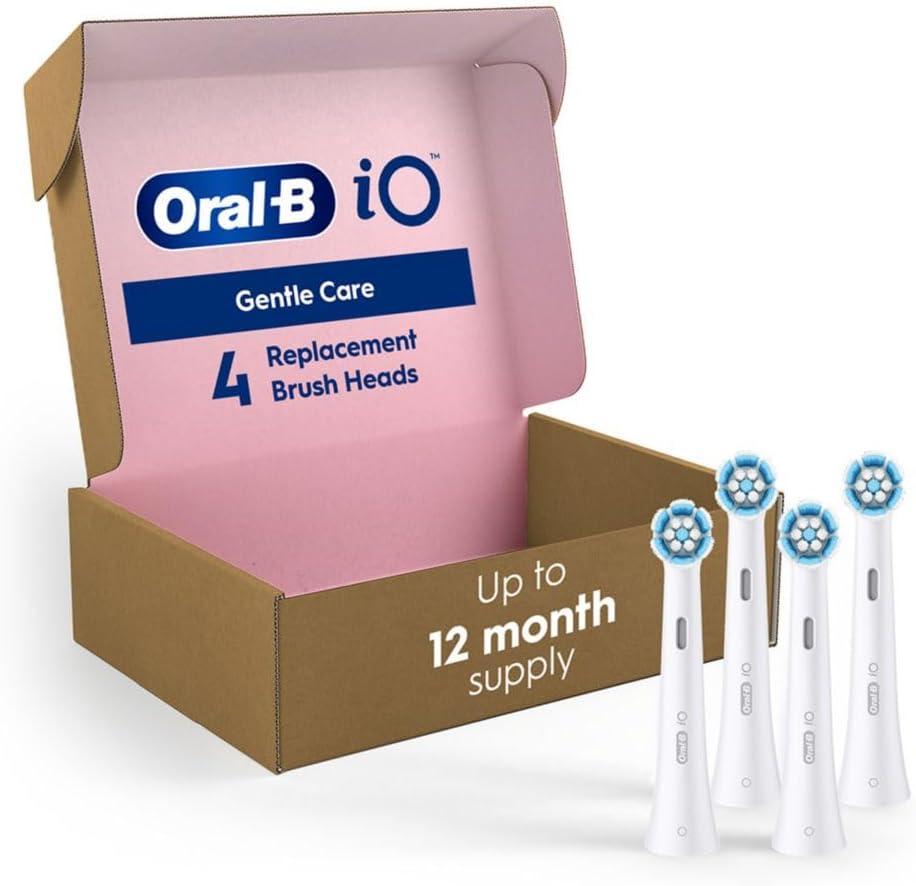Oral-B iO Series Gentle Care Electric Toothbrush Replacement Brush Heads for an Oral-B Electric Toothbrush, 4 Count, White