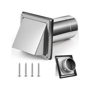 Gisafai 4'' Dryer Vent Cover Outside Walls External Extractor Fan Exhaust Vent Cap Stainless Steel Hood Cushioned Non Return Flap with Sealing Gasket Grille Screen(White)