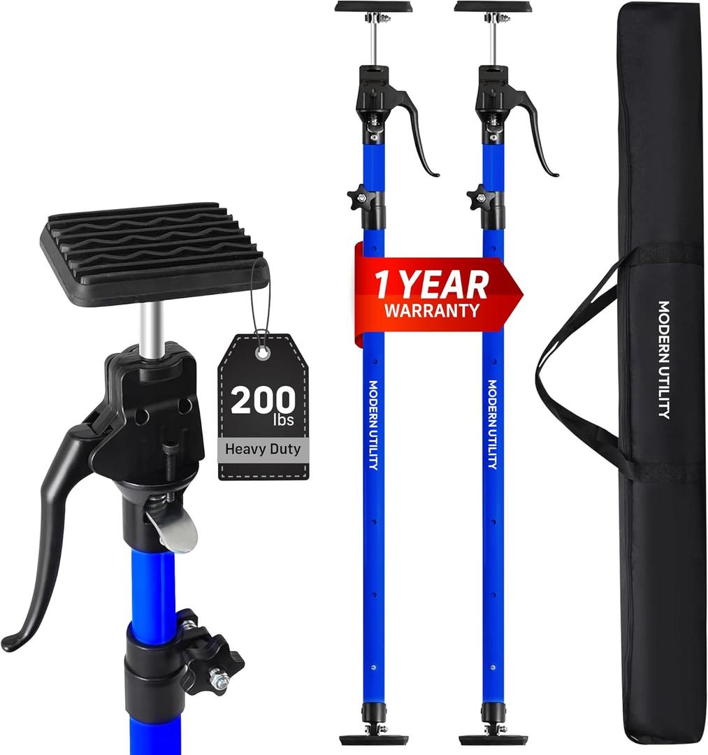 Adjustable Cabinet Jacks for Installing Cabinets (45.3-114.2 2 Pack) Heavy Duty 200 lb Metal Quick Support Rod & Third Hand Support System with Swivel Non-Slip Pads for Drywall and Ceilings.