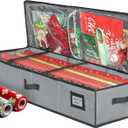 HOLDN’ STORAGE Premium Wrapping Paper Storage Container - Durable 600D Tear-Proof, Fits 27 Rolls Gift Wrap, Extra Pockets for Ribbons & Bows, Underbed Storage - Ideal for Holiday Christmas, Gray, 1 Count