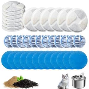 12 Packs Cat Water Fountain Filter Replacement Compatible with Round 2.2L/73oz Automatic Pet Water Fountain - Cat Fountain Filter for Stainless Steel Pet Fountain