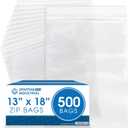 Spartan Industrial - 13 X 18 (500 Count) 2 Mil Clear Reclosable Zip Plastic Poly Bags with Resealable Lock Seal Zipper