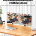 CCCEI Modular Pegboard Desk Organizer and Storage, Gaming Office Supplies Shelf Accessories with Outlets and USB, Metal Privacy Panels Peg board Deco Clamp on Table, Gifts for Men, 6FT.