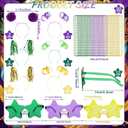 50 Pcs Holiday Gold Green Purple Team Spirit Accessories Pom Pom Party Headbands Star Shape Sunglasses Bead Necklaces Stuff Favors for Birthday Carnival Supplies
