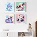 2 x FLAJZ 4 Pack Paint by Numbers Kit for Kids, Animals Paint by Number Kits for Kids Ages 4-8, DIY Animal Oil Painting Suitable for Home Decoration (8x8inch)