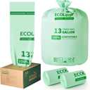 ECOLipak 13 Gallon Compostable Trash Garbage Bags, 100 Count (2 Rolls) Biodegradable Heavy Duty Bathroom Kitchen Trash Bags for Home/Office, US BPI ASTM D6400 and OK Compost Home Certified