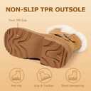 Platform Women's Ankle Winter Boot, Chunky Low Heel Snow Boots With Fashion Buckle Slip-On Cozy Outdoor Short Booties (6)