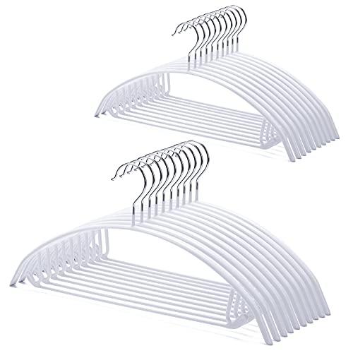 Nature Smile Non Slip PVC Coating Sweater Hangers, Dress Suit Coat Hangers, Shoulder Bump Free Golf T Shirts Clothes Hangers (White Color 20 Pack)