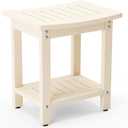 LUE BONA HDPS Shower Bench Seat, Shower Stool for Inside Shower Waterproof, Bath Spa Shower Foot Stool for Shaving Legs with Storage Shelf, Weather Resistant/Non-Slip/Indoor or Outdoor Use, Sand