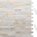 STICKGOO Peel and Stick Backsplash, PVC Wall Tiles Stick on Backsplash for Kitchen(10 Sheets, Beige with Metal Gold)