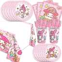 141Pcs Melod Parties Party Tableware Party Disposable Dinnerware Plates Cups Napkins for Melod Baby Shower Party Decoration Supplies,Serves 20