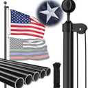 FFILY Heavy Duty 25 FT Flag Pole, 13 Gauge Extra Thick Aluminum Flagpole Kit with Embroidered Stars 3x5 American Flag for Outside House In Ground, 80MPH Wind Tested