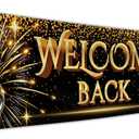 Welcome Back Banner - Welcome Home Decorations 6 x 1.3ft - We Missed You Banner (Black & Gold)