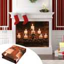 Candles Magnetic Fireplace Cover for Stops Heat Loss 38 x 31 Inch Fireplace Blanket Insulated Draft Cover with 12 Magnet for Indoor Frame Winter Summer(Candles)