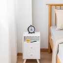 Small Nightstand, Narrow Nightstand, Solid Wood Night Stand, Narrow Side Table for Small Spaces, Couch, White Color 11.81 in Wide