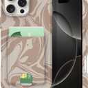 Petocase for iPhone 16 Pro Wallet Case Card Holder Slot Slim Fit Flexible TPU Gel Rubber Soft Skin Silicone Protective Phone Case Cover for Apple iPhone 16 Pro 6.3 inch Creamy Curry