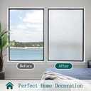 Window Privacy Film, Frosted Stained Glass Window Film, Static Cling Non-Adhesive Heat Control UV Blocking Window Clings Sticker Decorative for Bathroom Home Door 29.5" x 78.7"