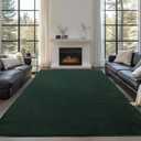 Large Modern Area Rugs for Living Room Bedroom, 8x10 Feet Dark Green Ultra Soft Thickened Memory-Foam Indoor Rug, Comfy Aesthetic Solid Minimalist Carpets for Girls Boys Nursery Dorm Home Decor