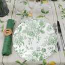 FYSUIMU 40Pcs Green Floral Plastic Plates Vintage Flower Reusable Plate Chinoiserie Dinner Dessert Plates for Birthday Baby Shower Party Supplies Table Decor